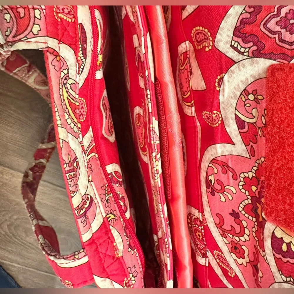 Vera Bradley Purse Laptop Travel Tote Rosy Posies Checkpoint Friendly Red Pink